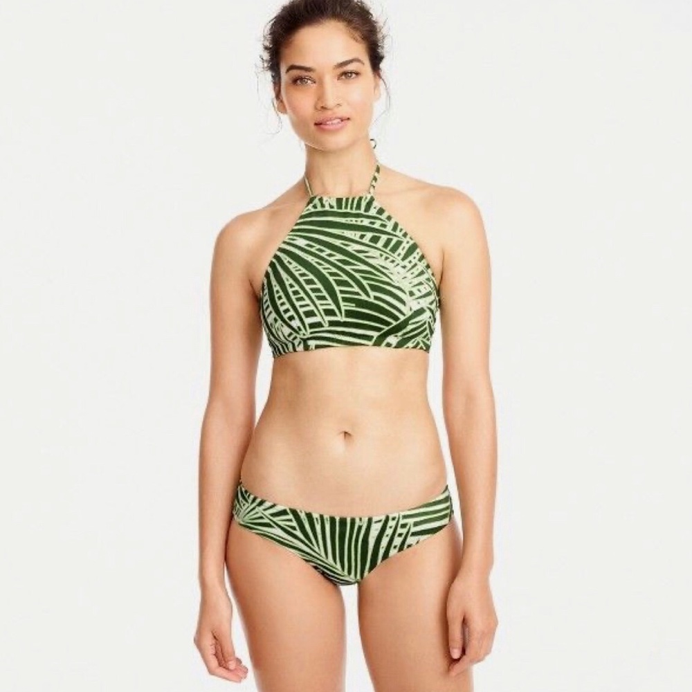 J.Crew Cropped Halter Bikini Two-Piece in Palm Print
